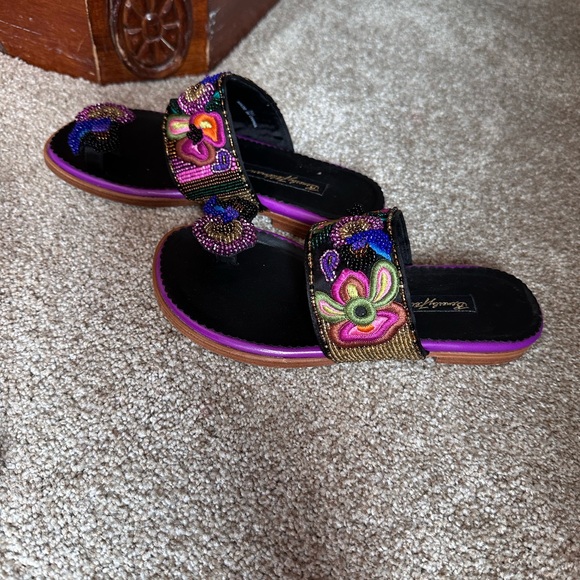 Beverly Feldman Purple Beaded Sandals - Picture 8 of 8